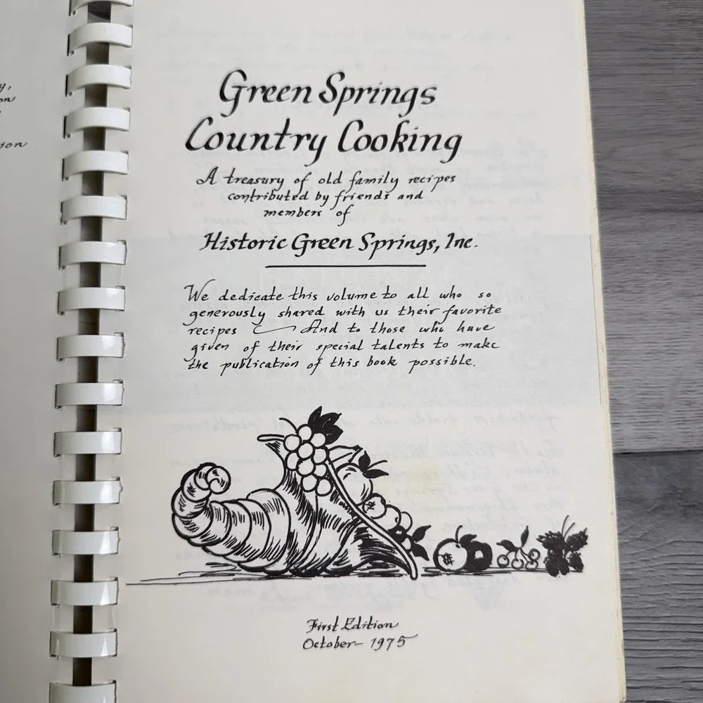 Cookbook Green Springs Country Cooking Louisa County Virginia VA 1975 1st Ed
